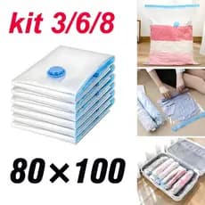 Kit 3/6/8 Saco a Vácuo Para Roupa Viagem Mala Edredon 80X100 Organizador Guarda Roupa