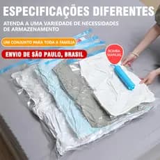 KIT Saco a Vácuo ou Bomba manual Para Viagem Organização de Roupas Mala Viagem Guarda Roupas