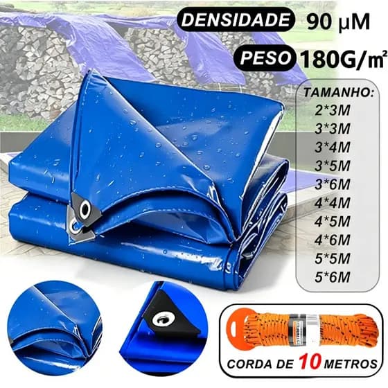 Lona 3x2 3x3 4x3 4x4 5x3 5x4 5x5 6x3 6x4 6x5 Reforçada Piscina Construção Impermeável + Corda 180G/㎡