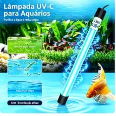 Esterilizador UV submerso para aquário, lâmpada desinfetante com temporizador para tanques de peixes