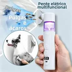 Pente Elétrico Removedor de Piolhos Sem Químicos Sem Fio com Bateria, 3 Níveis de Vento para Cães, Gatos e Crianças