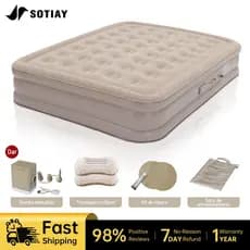 Colchão Inflável Queen 203x154x44cm com Bomba e Bateria de Lítio Integrada para Casa e Acampamento
