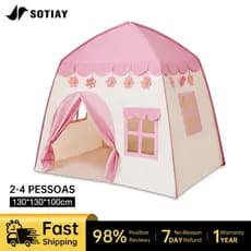 Tenda de Jogos Infantil Formato Castelo 1,3m Espaçosa para Diversão Interna e Presente Infantil