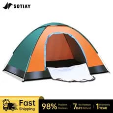 Barraca Automática 2-3 Pessoas com Tela Anti-Mosquito Impermeável para Acampamento e Lazer ao Ar Livre