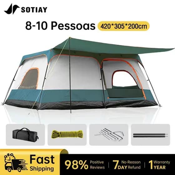 Barraca De Acampamento Sotiay Para 10-16 Pessoas 420X305X200 cm À Prova D'água 2000 mm