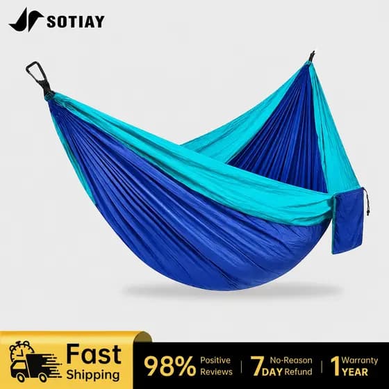 Rede De Dormir Dupla Para camping Na Selva , Em nylon 210t , Com Capacidade De Carga De 200kg .
