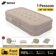 Colchão Inflável Individual Sotiay Vem Com Uma Bomba De Bateria De Lítio Embutida E Removível 190 * 100 * 40 Cm Para Aca