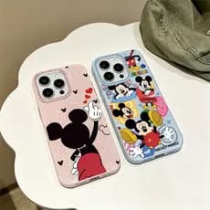 Caso Glitter Para iPhone 17 16 15 13 11 14 12 11 Pro Max Plus XR Ar Vista Traseira Personagem Dos Desenhos Animados Luxo