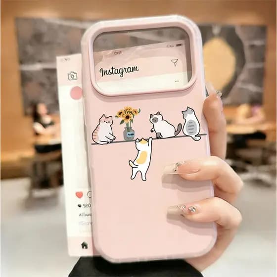 O Gato Pequeno Pendurado Roupas Geléia Caso Para iPhone 17 17Air 16 15 Pro Max 14 Plus 11 12 13 X Xs XR 11Pro Fosco