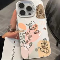 Flores Pintadas à Mão Coloridas Anti-queda Capa Capinha Para iPhone 7 8 14 15 16 Plus XS X XR 11 12 13 17 Pro Max SE