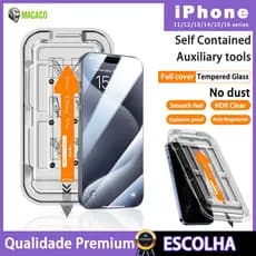 3 Unidades De Vidro Temperado HD iPhone 16 15 14 Plus 13 12 11 Pro XR X XS Max Protetor Sem Poeira De Tela Cheia