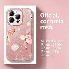Brilha Quando Bate Luz Capa Capinha Para iPhone 16 15 14 Plus 13 12 11 17 Pro Max Glitter Mar Tartaruga Concha Estrela