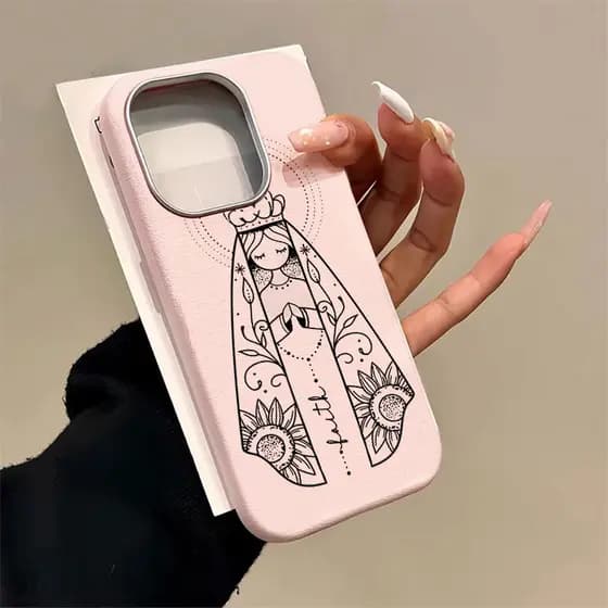 Nossa Senhora Capa Para iPhone 14 17 Ar 16 15 Plus 13 12 11 Pro Max Couro Normal Silicone Anti-Impacto