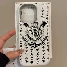 Corinthians Capa Capinha iPhone 14 17 Air 16 15 Plus 13 12 11 Pro Max Couro Normal Silício Anti-Impacto