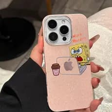 Bob Esponja Logotipo De Metal Livre Capinha Capa Para iPhone 17 Air 16 15 14 Plus 13 12 11 Pro Max XR Glitter Bling