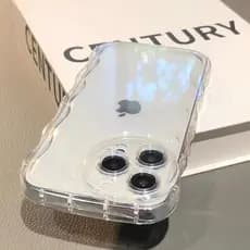 Capa Capinha Silicone Anti-impacto Para IPhone 17 16 15 14 13 12 11 XR Plus Pro Max Ar Normal Ondas Transparentes Caso D