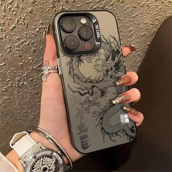 Capa De Silicone Anti-impacto Capinha Para IPhone 13 11 12 Normal 16 15 14 X XR XS 8 7 PRO MAX PLUS Dragão