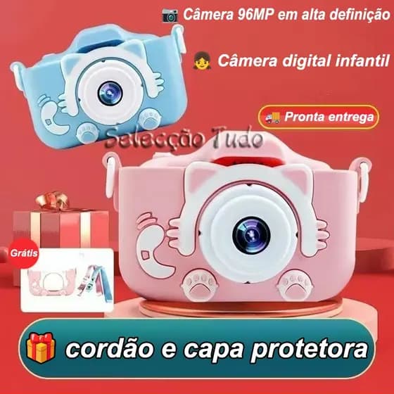 📸Mini Câmera Infantil Recarregável Com Capa 🎮 Video Jogos Fotos  Mini