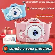📸Mini Câmera Infantil Recarregável Com Capa 🎮 Video Jogos Fotos  Mini