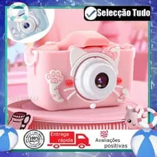 Mini câmera infantil recarregável com capa protetora para fotografia de videogame