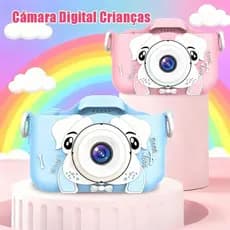 Mini câmera recarregável infantil com fotografia de videogame com capa protetora
