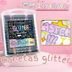 2/24/48 /72 /96 cores Glitter conjunto de caneta marcador de duas cabeças-adequado para crianças, manuais