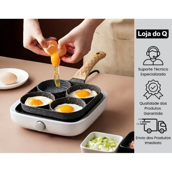 Frigideira antiaderente multifuncional, quatro em um, adequada para omeletes, hambúrgueres, rolos de omelete, alças de m