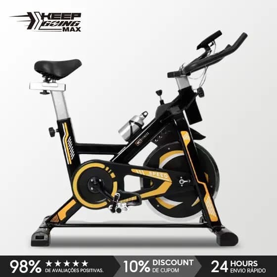 Bicicleta Ergométrica Giratória Preta Amarela-Resistência E Conforto Ajustáveis Para Treinamento Intenso