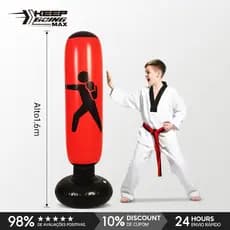 Saco De Pancadas Inflável De 1.6 M – Ideal Para Boxe , Muay Thai E Crossfit Treino Em Casa Essencial