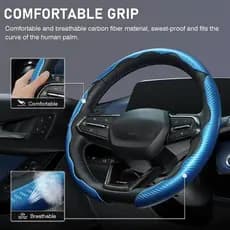Capa de volante de fibra de carbono para carro com proteção antiderrapante segmentada de encaixe, capa de asa de borbole