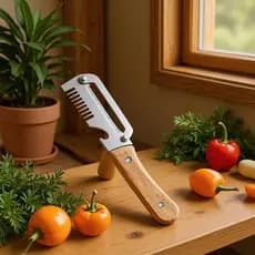 Cortador de cebola em aço inoxidável, cortador de vegetais multifuncional para uso doméstico, cortador de lula, faca de