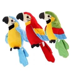 Brinquedo de pelúcia falante Arara bate em bastões e repete palavras