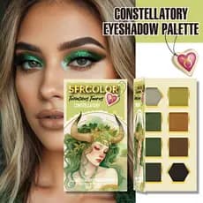 Paleta de Sombras para Olhos s.f.r Taurus com 8 Cores, Verde Natural, Acabamento Matte e Perolado, Maquiagem para Palco