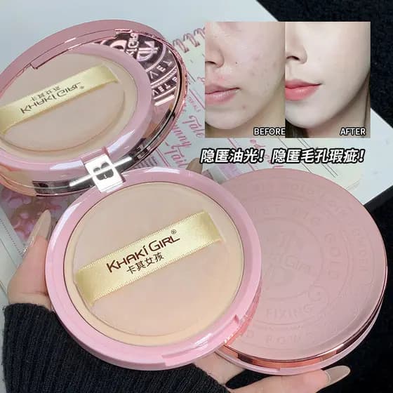 KHAKI GIRL Pó Fixador Matte, Corretivo, Pó Iluminador de Longa Duração