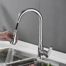 Torneira de Cozinha Universal Retrátil, Água Quente e Fria, Rotativa com Configurações Ajustáveis, Torneira de Cozinha R