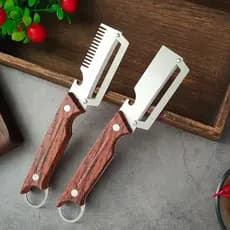 Abridor de garrafas e descascador 2 em 1 de aço inoxidável para uso na cozinha, descascador de abacaxi e espargos, desca