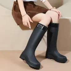 Botas de Chuva Femininas Pretas de Cano Alto Jundent, Botas de Chuva Multicoloridas, "Botas de Chuva Fashion", Botas Ant