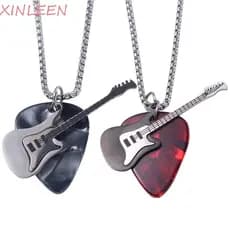 Colar Com Pingente De Palheta De Guitarra XINLEEN , Gargantilha De Corrente Hip-hop De Aço Titânio , Moderna