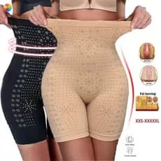 Modelo de corpo feminino com excesso de peso, cintura alta, abdômen, costura reta, controle de calcinha pós-parto YUE