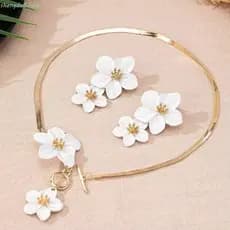 Conjunto De Joias De Metal SHENGDA , Brincos De Colar De Flores Delicadas Vintage , Com Pingente De Corrente De Cobra