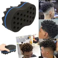 Estoque Pronto Escova De Cabolo De Barbeiro Dupla Face Esponja Dreads Locking Twists Bobina Afro Curl Wave