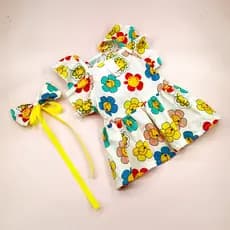 Conjunto De Vestidos De Cachorro Para Roupa Mulher Gato De Verão Saia Colorida Shihtzu Ruffles Dresas Com Bow Pet