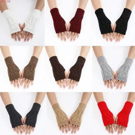 Luvas De Meio Dedo UPSTOP , Inverno De Lã Quente E Macia , Luva De Tricô De Cor Sólida Unissex