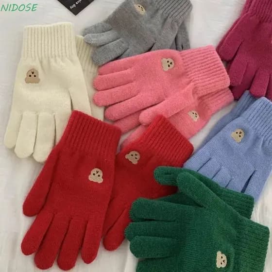 Luvas De Tela Sensível Ao Toque NIDOSE , Malha De Inverno Quente De Cor Sólida Ciclismo De Pelúcia À Prova De Vento De U