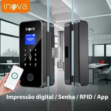 Inova Fechadura Eletrônica Inteligente Digital YS-12889 Para Porta de Vidro – Biometria, Senha, Cartão e App Tuya