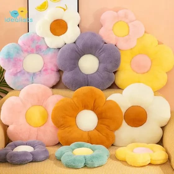 Idealistas 35cm Almofada De Assento De Flor De Margarida Recheada Formato De Girassol Crianças Menina Quarto Travesseiro