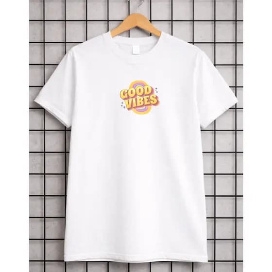Camiseta Unissex Estampada Good Vibes Camisa 100% Algodão Fio 30.1 Verão Blusa Tendência Varias Cores Envio Rapido