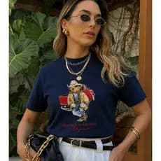 Camiseta Feminina Urso Bear Premium Tendência Várias Cores e Estampas Camisa Minimalista