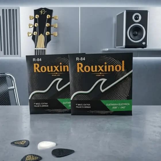 Kit Com 2 Encordoamento Para Guitarra Elétrica Rouxinol R-84