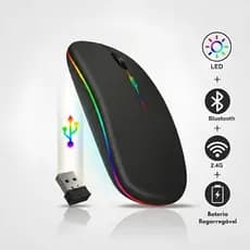 Mouse Sem Fio Bluetooth Recarregável Led Rgb Óptico 1600dpi